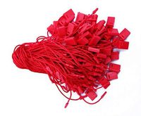 7" 100 Pcs Red Hang Tag Nylon String Snap Lock Pin Loop Fastener Hook Ties