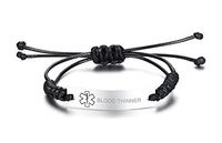 VNOX Blood THINNER Medical Alert ID Handmade Braid Rope Stainless Steel Adjustable Bracelet for Child&Adult