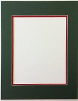 Pack of 5 11x14 Green and Bright Red Double Picture Mats Cut for 8x10 Pictures
