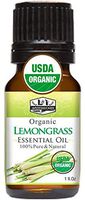 1 fl. Oz / 30 ml Organic Lemongrass Essential Oil, USDA Certified Organic Lemongrass Essential Oil, 100% Pure, Natural Lemongrass Essential Oil