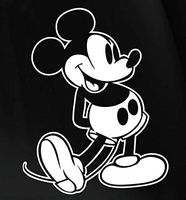 Retro Mickey Mouse car truck laptop window vinyl decal sticker 6 inches white