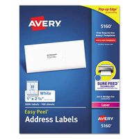 Laser Address Labels w/Smooth Feed Sheets, 1 x 2-5/8, White, 3000 per Box