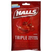 Halls Triple Action Soothing Cough Drops - Cherry 40 Ct