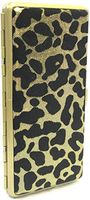 1 Eclipse Soft Furry Faux Suede Gold Leopard Cigarette Case with Mirror, Fits 120's Cigarettes, Can Hold 14 Cigarettes