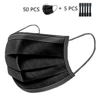 Disposable Face Cover 50 Piece, 3-Ply Activated Carbon Anti Dust Face Cover Unisex Disposable Earloop Mouth Face Face Cover (Black-50Pcs)