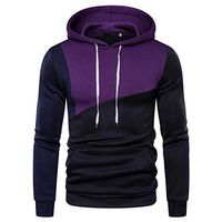 Kiminana Men's Long Sleeve Colorblock Pocket Hoodie Thick Hoodie Pullover Sweatshirts Drawstring Pullover Tops Purple