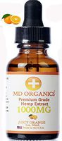 1000mg MD Organics Pure Organic Natural Orange Flavor Hemp Oil Drops Pain Stress Relief Vegan Joints Sleep Omega 3,6,9 Amino Acids Immune Support Skin Hair Mood U.S. Grown Lab Certified