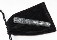 Fundamental Rockhound Products: Norwegian Moonstone/Larvikite Massage Wand Natural Gemstone Crystal, grounding Stone with Carrying Pouch