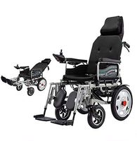 TX Electric Medical Wheelchair Lightweight Steel Multifunction Portable Potty 180 Degree Flat Lay,Black