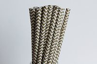Gold Chevron Paper Straws (75)