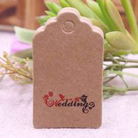 OBELLA BOUTIQUE 100 pcs Scalloped Kraft Paper Card/new style Tag/Wedding Favour Gift Tag Price Label with gift and part tags 5x3 cm
