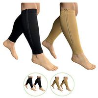 HealthyNees Footless 15-20 mmHg Zipper Compression Leg Calf Shin Sleeve 2 Pairs (Mix Combo, 2X-Large)