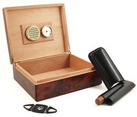Nibo Burlwood Six Piece Cigar Humidor Gift Set
