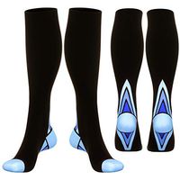 (2 Pair) Compression Socks for Men&Women(20-30mmhg) Best Graduated Athletic Fit for Running,Nurses,Shin Splints,Flight Travel&Maternity ((2 PAIR) Black & Blue, L/XL (US Women 8-15.5 / US Men 8-14))