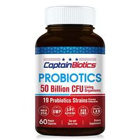CaptainBiotics Probiotics -50 Billion CFU per 2 Caps - 60 Vegetarian Caps - 19 Science-Backed Strains, Shelf Stable, Controlled Release, Stomach Acid Resistant, Superior Adherent