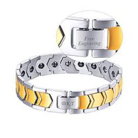 U7 Germanium Magnetic Therapy Bracelet Pain Relief Health Care Wrist Chain Bracelets, 8.6 Inches Resizable (Arrow Weave-Gold Customized)