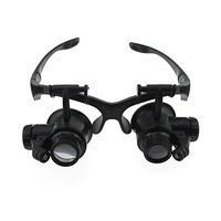Headband Magnifier with 2Led Light, Head-Mounted Handsfree Reading Magnifying Glasses, Jeweler,Watch Loupe (10X, 15X, 20X, 25X) 4 Replaceable Lenses
