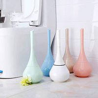 Flurries Artistic Free-Standing Toilet Brush and Holder Set - Bathroom Cleaning Tool - Bowl Cleaner for Storage and Organization - Covered Brush, Modern Base, Anti-Slip Splash Guard Handle (White)