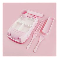 LYQZ Bamboo Fiber Baby Plate Divided Children's Tableware Separated Children Eating Bowl Cartoon Car Home Shatter-resistant Suit (color : B)