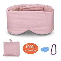 Modal Cotton Travel Sleep Mask, Eye Mask with Longer Adjustable Strap for Women Men and Kids, Fully Coverage with Earplugs, Hanger and Travel Pouch, Pink
