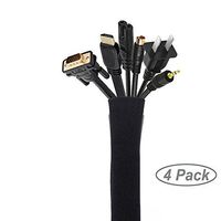 Cable Management Sleeve, JOTO Cord Management System for TV / Computer / Home Entertainment, 19 - 20 inch Flexible Cable Sleeve Wrap Cover Organizer, 4 Piece - Black by JOTO