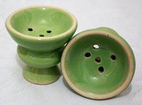 Lot of 2 - Green Hookah Bowl Hooka Nargila Pipe Shisha Bowl + Grommet Accessory