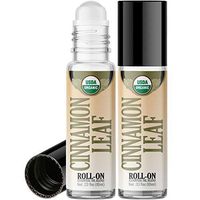 Organic Cinnamon Leaf Roll On Essential Oil Rollerball (2 Pack - USDA Certified Organic) Pre-diluted with Glass Roller Ball for Aromatherapy, Kids, Children, Adults Topical Skin Application - 10ml