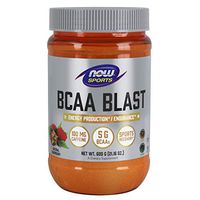 NOW Sports Nutrition, BCAA Blast Powder, 5 g BCAA, 100 mg Caffeine, Raspberry, 600-Grams