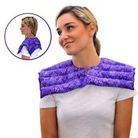 Upper Body Neck & Shoulder Wrap- Microwavable & Reusable - Hot and Cold Therapy for Anxiety, Stress, Tension Relief by Nature Creation (Purple Flowers)