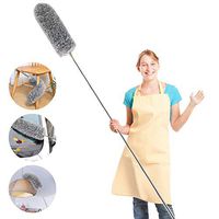 Ceiling Fan Duster with Extension Pole(Stainless Steel), Extra Long100 inches Microfiber High Feather Duster for Cleaning, with Bendable Non-Scratch Head, Extendable Detachable for Cobweb Interior Car