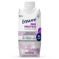 Ensure Max Protein Nutritional Shake with 30g of High-Quality Protein, 1g of Sugar, High Protein Shake, Mixed Berry, 11 fl oz, 12 Count
