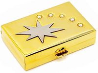 Gold & Silver Star Rectangle Pocket Purse Portable Travel Pill Box & Medicine Organizer (2 Compartments)