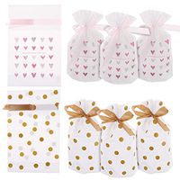 Party Favor Gift Drawstring Bags Set, 20 Pcs Candy Treat Bags Drawstring Plastic Cookie Chocolate Gift Bags Wrapping Package for Christmas Wedding Party Birthday Holiday - 9.05 x 5.9 x 2.75 Inches
