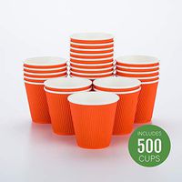 Disposable Paper Hot Cups - 500ct - Hot Beverage Cups, Paper Tea Cup - 8 oz - Tangerine Orange - Ripple Wall, No Need For Sleeves - Insulated - Wholesale - Takeout Coffee Cup - Restaurantware