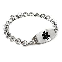 My Identity Doctor - Custom Engraved Medical ID Bracelet - 316L 8mm Steel Round Link - Black - Wrist Size 7 Inch