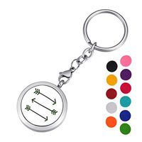 HOUSWEETY Aromatherapy Essential Oil Diffuser Key Chain - Stainless Steel Locket Keychain,11 Refill Pads(Engraving)