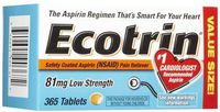 Ecotrin Safety Coated Enteric Aspirin, 81 mg Low Strength Tablets-365 ct. (Quantity of 3)