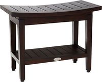 AquaTeak Patented 24" Maluku Mocha Teak Shower Bench with Shelf