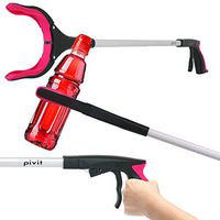 Pivit Reacher Grabber Tool | 32" Heavy Duty Mobility Grip Hand Aid | Light Bulb Remover, Long Reach Handled Trash Litter Picker, Garbage Garden Pickup | Nabber Gripper Extender Arm Handle (Pink)