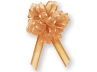 GOLD Sheer w/ Satin Edge4" - 18 loops- Organza Pull Bow (5 unit, 12 pack per unit.)
