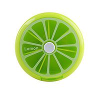 DDLmax 7Day Pill Organizer, Weekly Pill Case for Purse with 7 Compartments, Round Medicine Organizer-Green