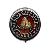Triple Horn of Odin Viking Pill Box Jewelry, Glass Cabochon Candy Box