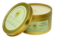 8 oz Gold Orange/Peppermint Candle - Clean Burning Soy Wax, Pure Essential Oils Scented, Organic Hemp Wick, Reusable Tins, Hand Poured in Austin TX, Pet & Kid Friendly