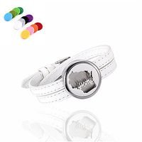 constantlife X'smas Gift Genuine Leather Band Bracelet Stainless Steel Fragrancy Diffuser Jewelry Essential Oil Diffuser Cuff Bangle (Silver-WhiteDog)