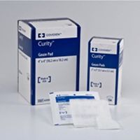 COVIDIEN CURITY Gauze Pads-Size: 4" x 4": Type: 12-Ply - UOM = Case of 2400 (100 per Box, 24 Boxes per Case)