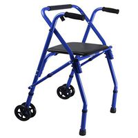 Elderly Walker Can Sit Folding Portable Walker Aluminum Alloy Foam Handle Adult Walker - Front Wheel Support with Seat,A