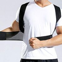 Fine Premium Adjustable Upper Back Brace Posture Corrector and Clavicle Support Brace for Men and Women, Improve Bad Posture, Shoulder Alignment, Pain Relief (Black, L)