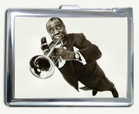 Trumpet Louis armstrong Cigarette Case with Built in Lighter Wallet Card Holder