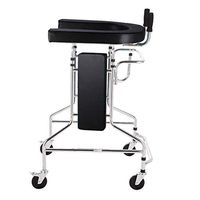 Jonigo Auxiliary Walker for The Elderly Crutches Four Feet with Wheels with Cushions Can Push Light Folding Dual-use Walker (Color : Black)