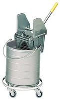 Royce Rolls Stainless Steel 10-Gallon Round Mop Bucket and 24-32 oz. Mop Wringer Combo on 3" Casters - #4310